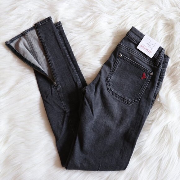 NEW Anthropologie M.i.H Grey Low Rise Skinny Jeans Size 24 - Picture 9 of 15